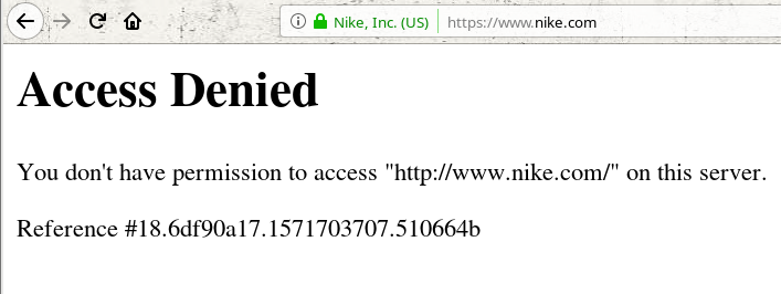 Nike Webseite blockiert Tor